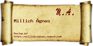 Millich Ágnes névjegykártya